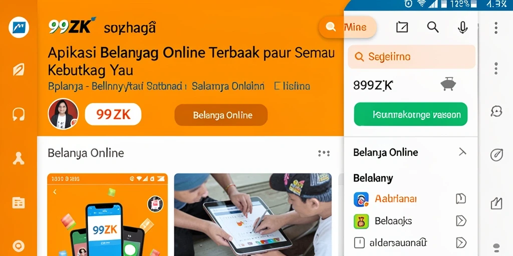 Antarmuka user-friendly aplikasi 99ZK untuk belanja online.