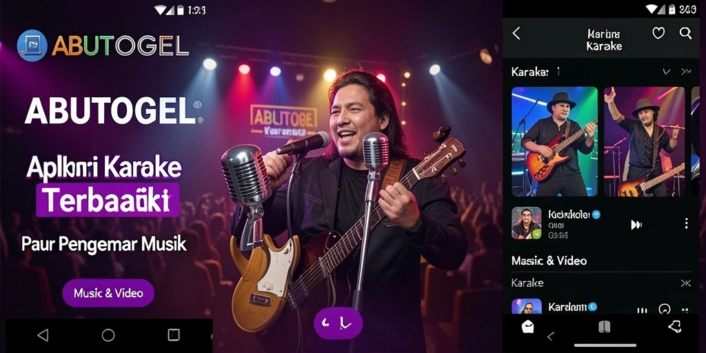 Tampilan antarmuka aplikasi ABUTOGEL saat sesi karaoke.