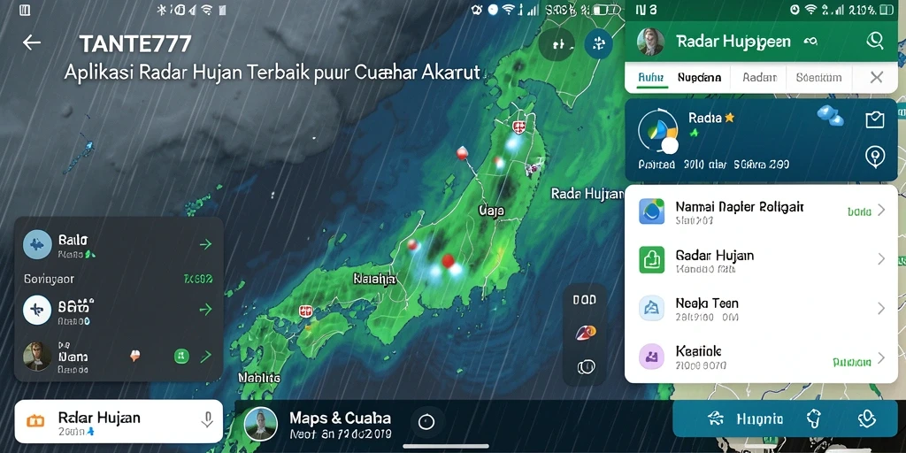 Tampilan antarmuka aplikasi Radar Hujan TANTE777 yang informatif.