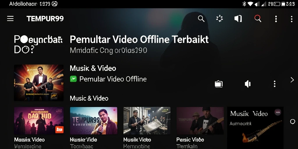 Screenshot utama TEMPUR99 menampilkan antarmuka Pemutar Video Offline yang intuitif.