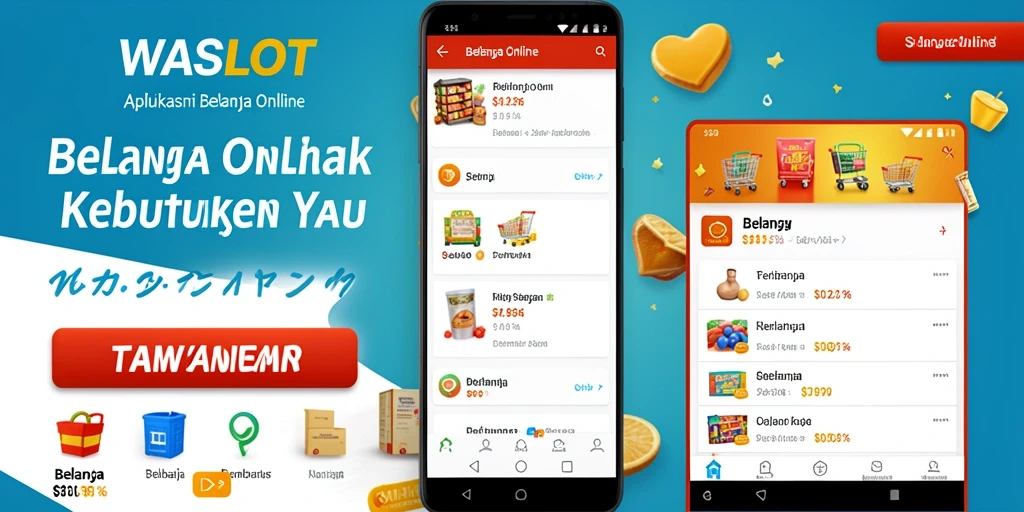 Antarmuka aplikasi Belanja Online WASLOT yang menarik dan mudah digunakan.